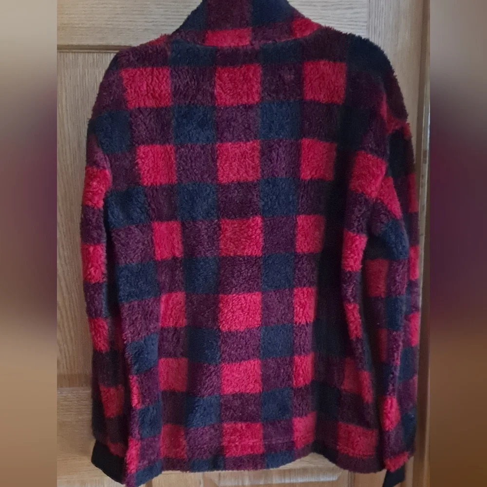 NWT Maurices Red and Black Sherpa Buffalo Plaid Pullover Sweatshirt